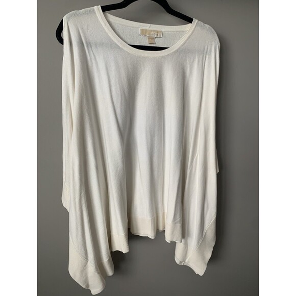 Michael Kors‎ Women Drape Sweater XLarge Egg White Soft Knit Cold Shoulder - Picture 1 of 6